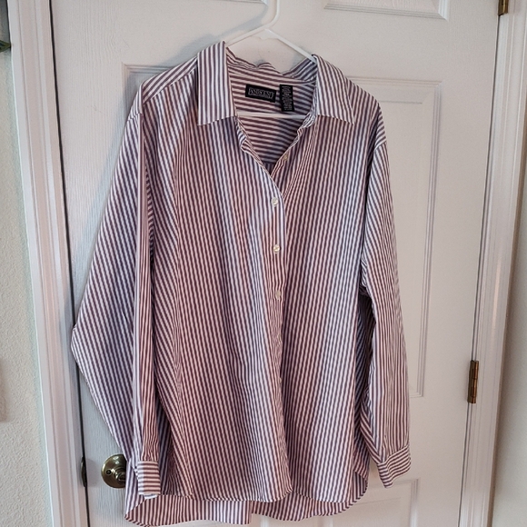 Lands' End Tops - Lands' End Casual Button Down Shirt Purple and White 26W